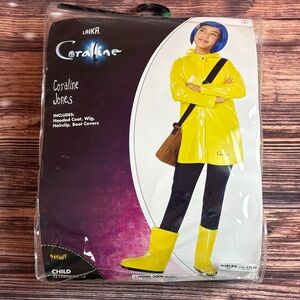 Spirit Coraline Costume with Yellow Coat and Boots